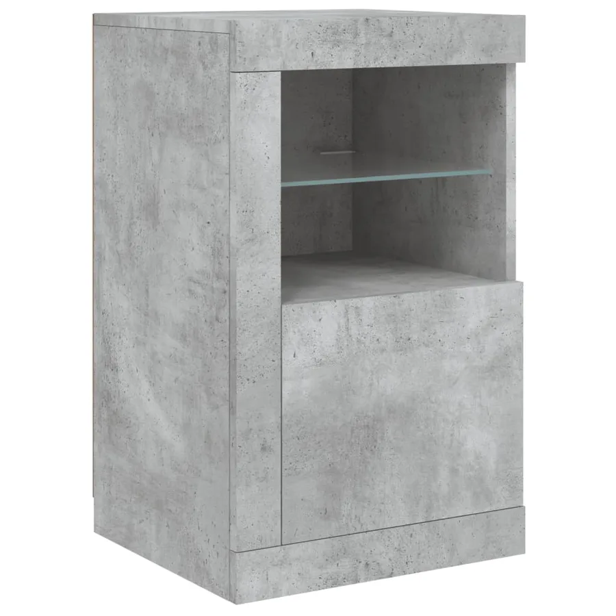 Buffet avec lumières LED gris béton 142,5x37x67 cm - 9