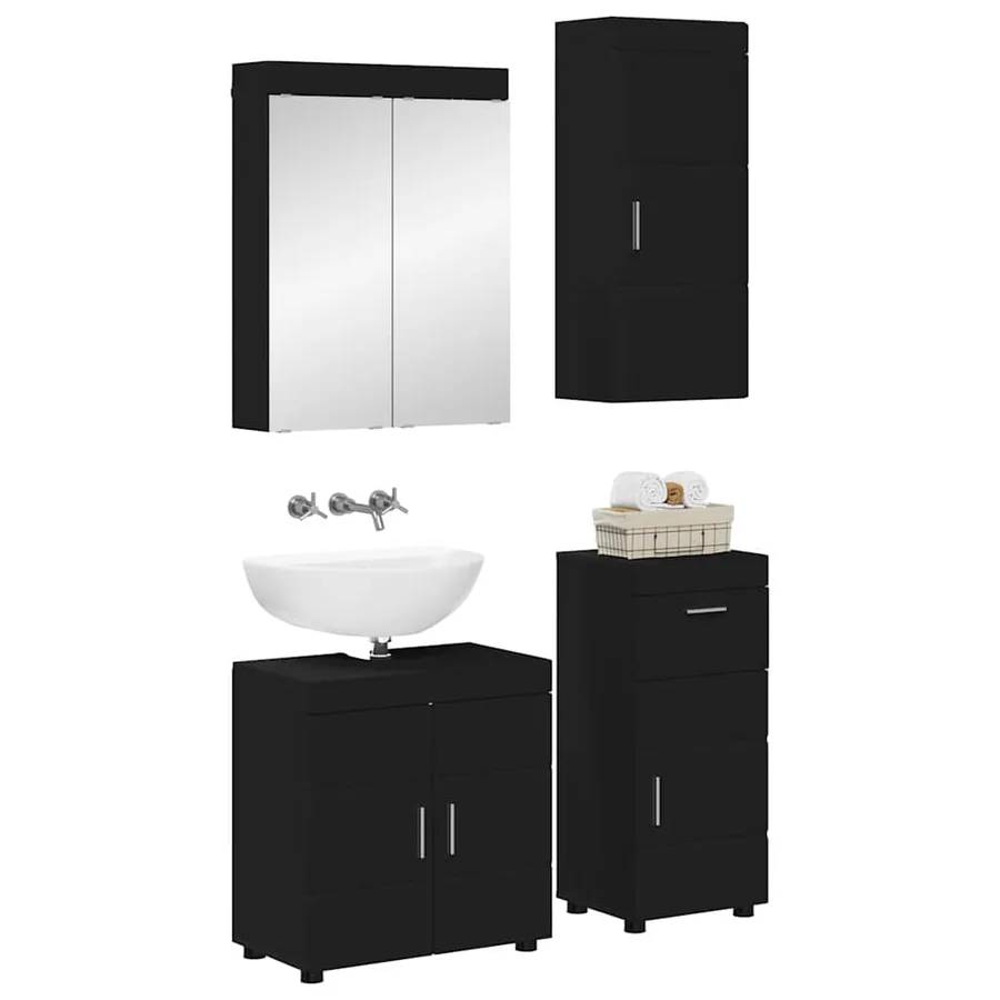 Ensemble de mobilier de salle de bain TULUM 4 pcs Noir - 2