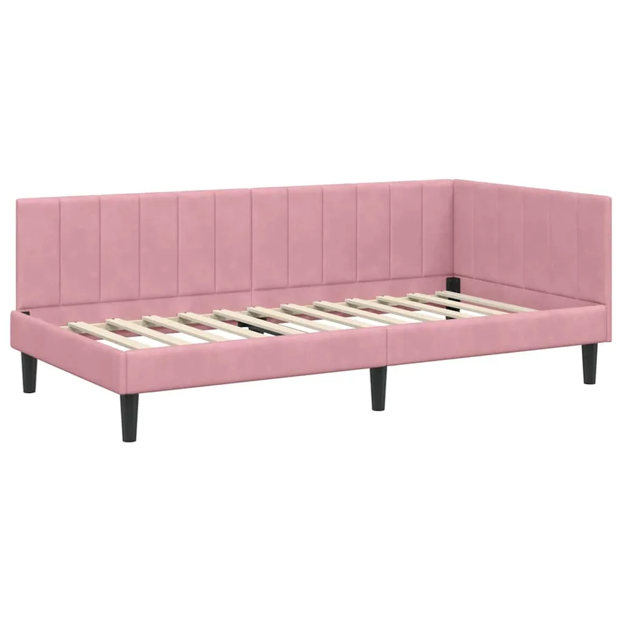 Cadre de lit d'angle Rose 90 cm x 190 cm Velours - 4