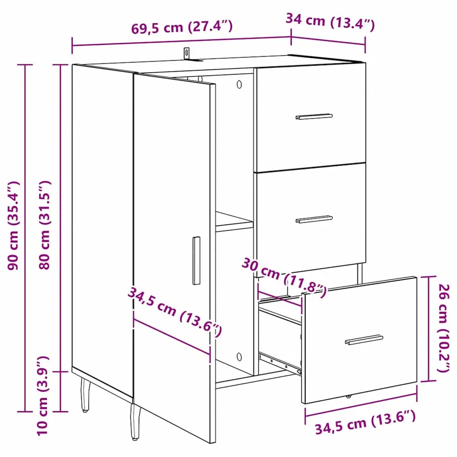 Buffet Chêne artisanal 69,5 x 34 x 90 cm - 16