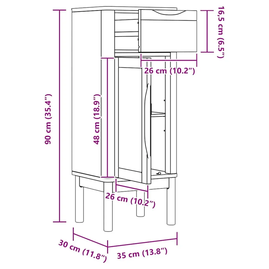 Armoire de salle de bain FLORO Cire marron 35 x 30 x 90 cm - 11