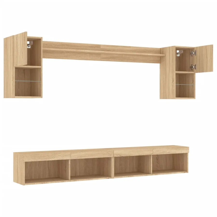 Unités murales TV avec LED 6 pcs chêne sonoma bois d'ingénierie - 6