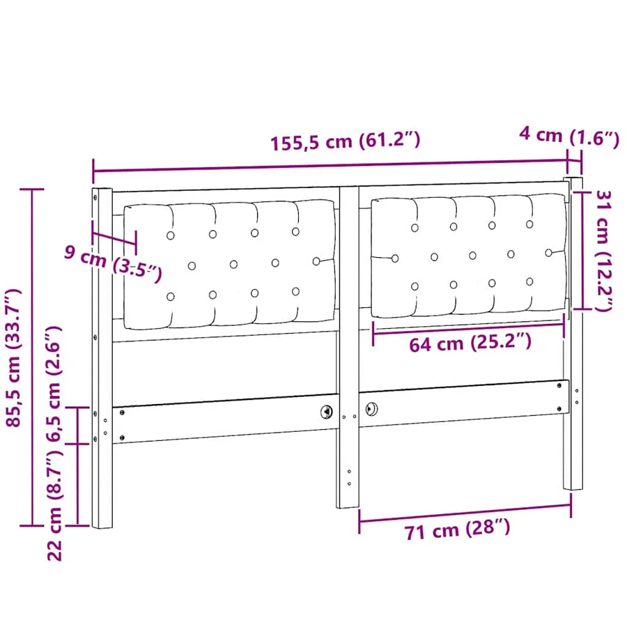 Tête de lit Autre Blanc et gris clair 150 cm Bois massif en pin - 11