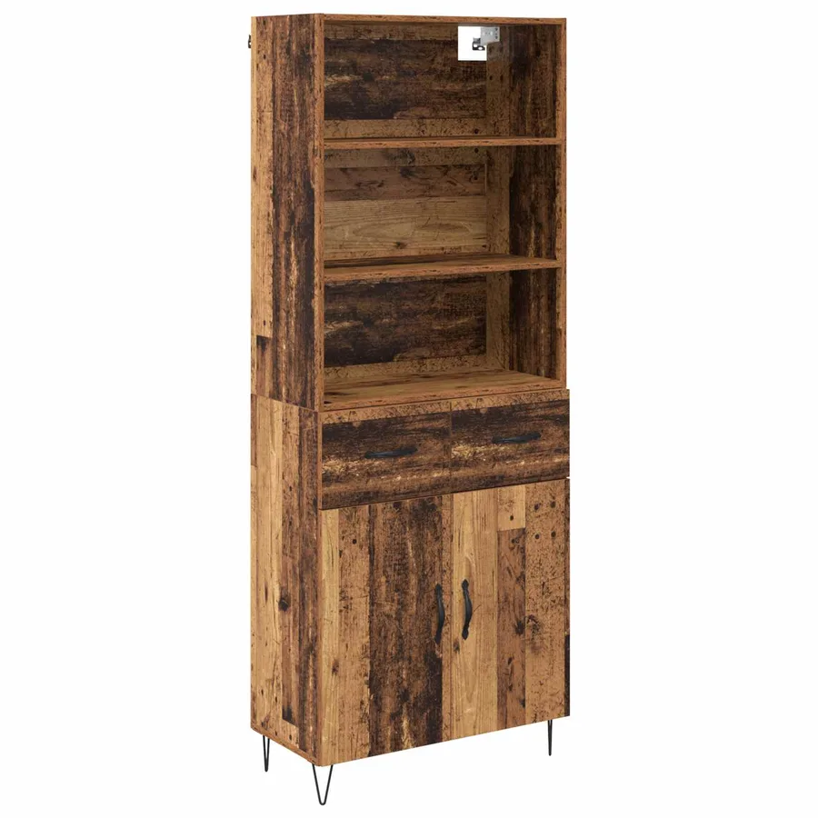Haut Armoire avec tiroir 2 pcs Bois ancien Bois d'ingénierie - 2