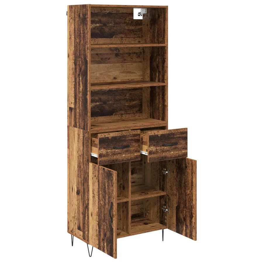 Haut Armoire avec tiroir 2 pcs Bois ancien Bois d'ingénierie - 5