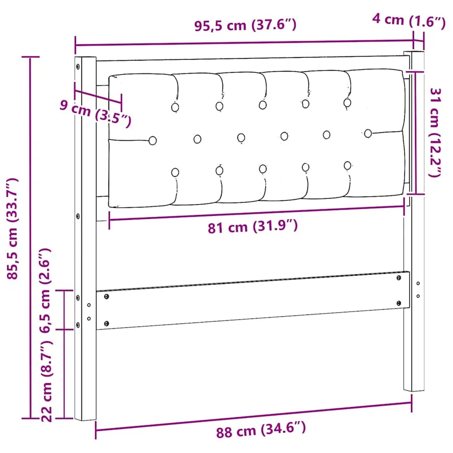 Tête de lit Autre Marron et gris clair 90 cm Bois massif en pin - 11