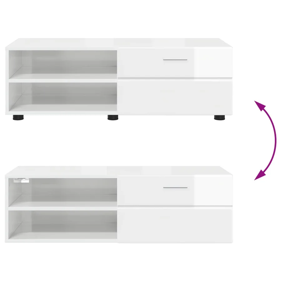 Cabinet en Bois avec tiroir Blanc brillant 100,5 x 39 x 30 cm - 11