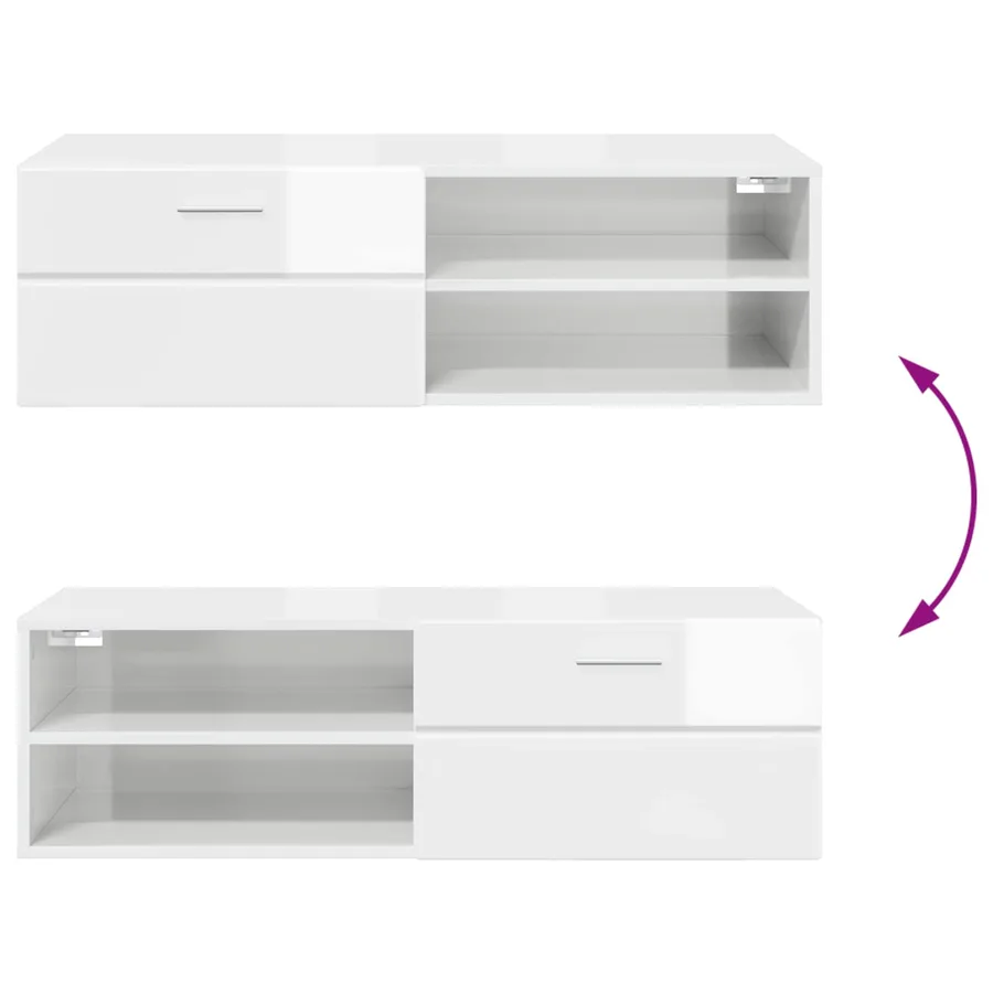 Cabinet en Bois avec tiroir Blanc brillant 100,5 x 39 x 30 cm - 12