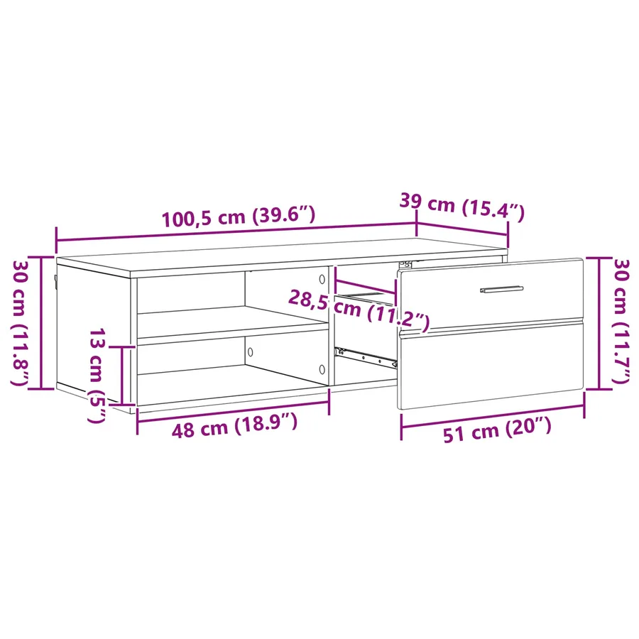 Cabinet en Bois avec tiroir Blanc brillant 100,5 x 39 x 30 cm - 16