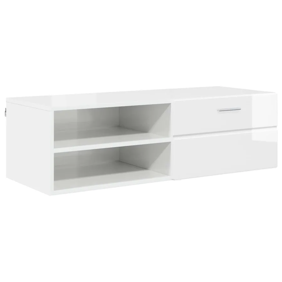 Cabinet en Bois avec tiroir Blanc brillant 100,5 x 39 x 30 cm - 2