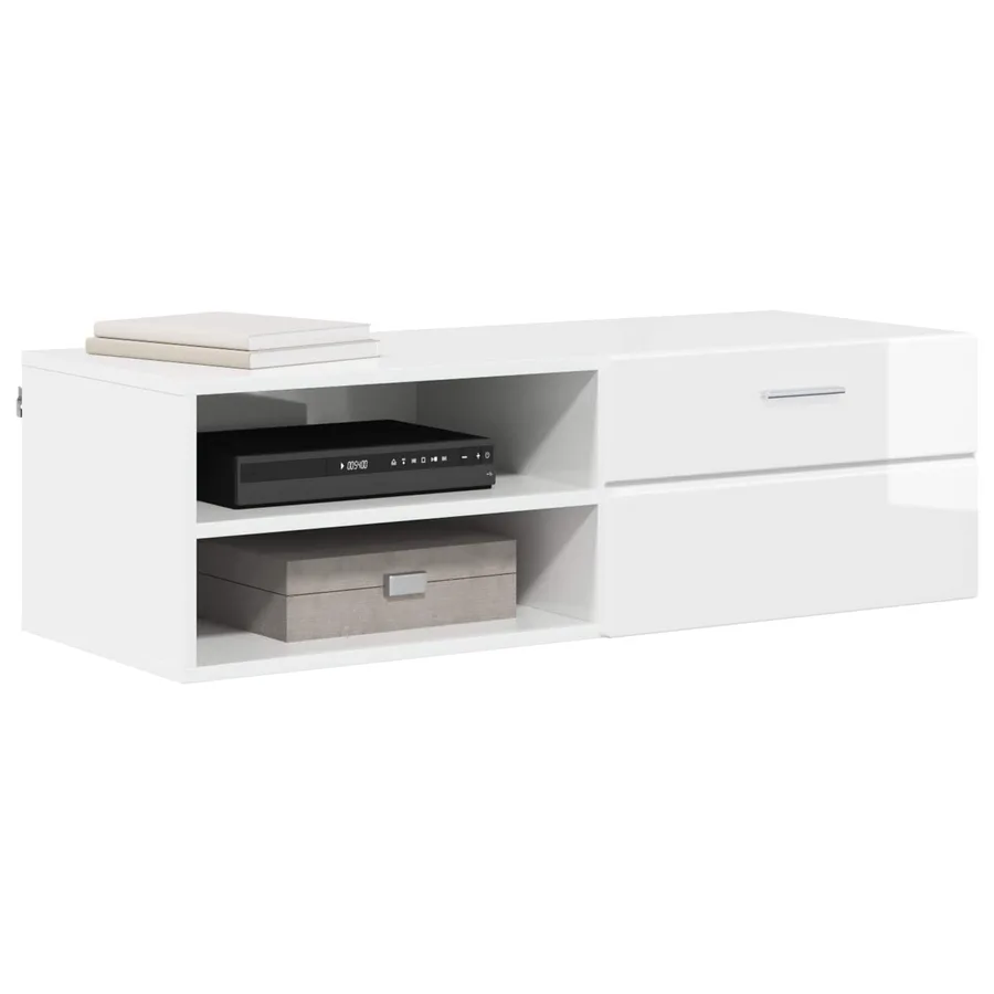 Cabinet en Bois avec tiroir Blanc brillant 100,5 x 39 x 30 cm - 3
