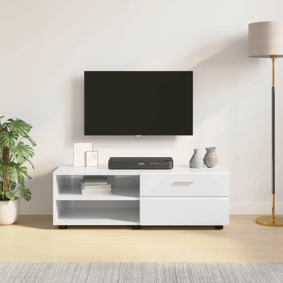 Cabinet en Bois avec tiroir Blanc brillant 100,5 x 39 x 30 cm - 4