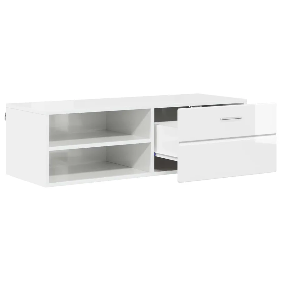 Cabinet en Bois avec tiroir Blanc brillant 100,5 x 39 x 30 cm - 5