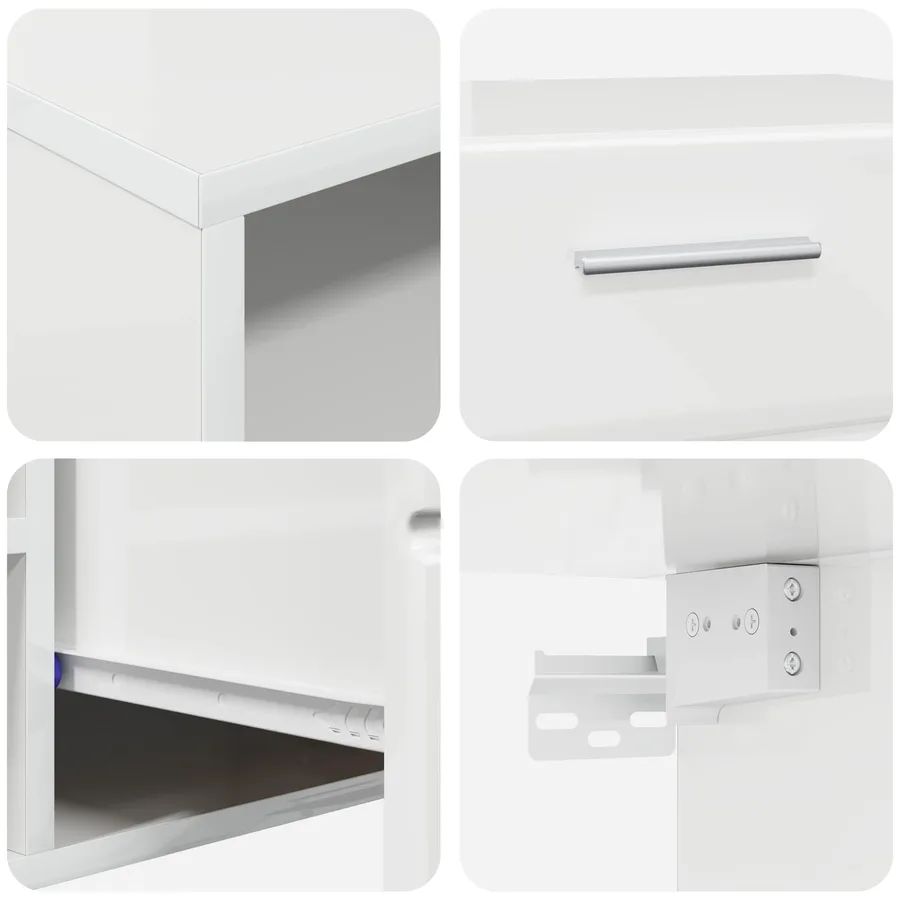 Cabinet en Bois avec tiroir Blanc brillant 100,5 x 39 x 30 cm - 8