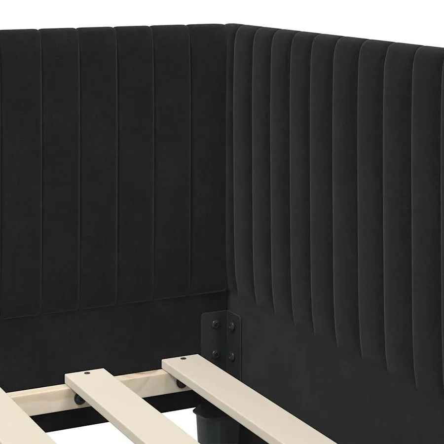 Cadre de lit d'angle avec matelas 2 pcs Noir Velours - 10