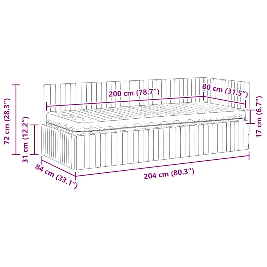 Cadre de lit d'angle avec matelas 2 pcs Noir Velours - 14