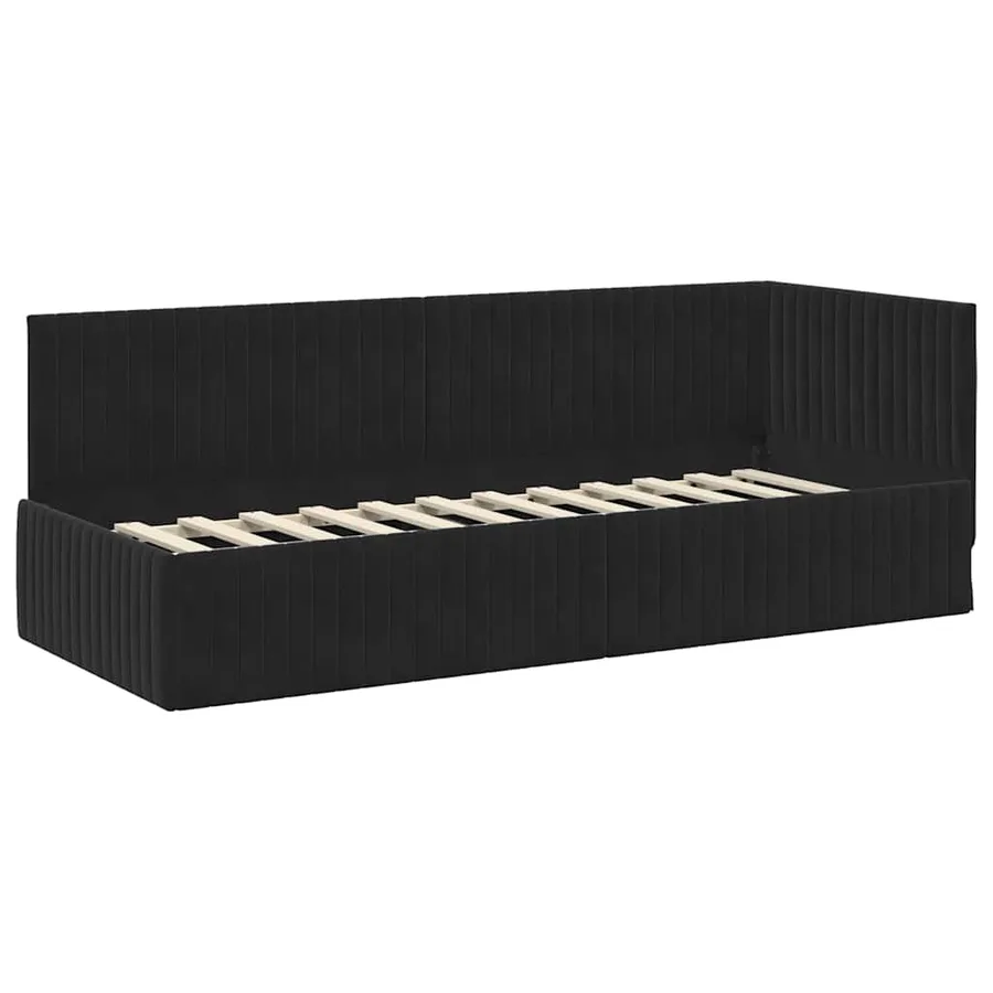 Cadre de lit d'angle avec matelas 2 pcs Noir Velours - 6