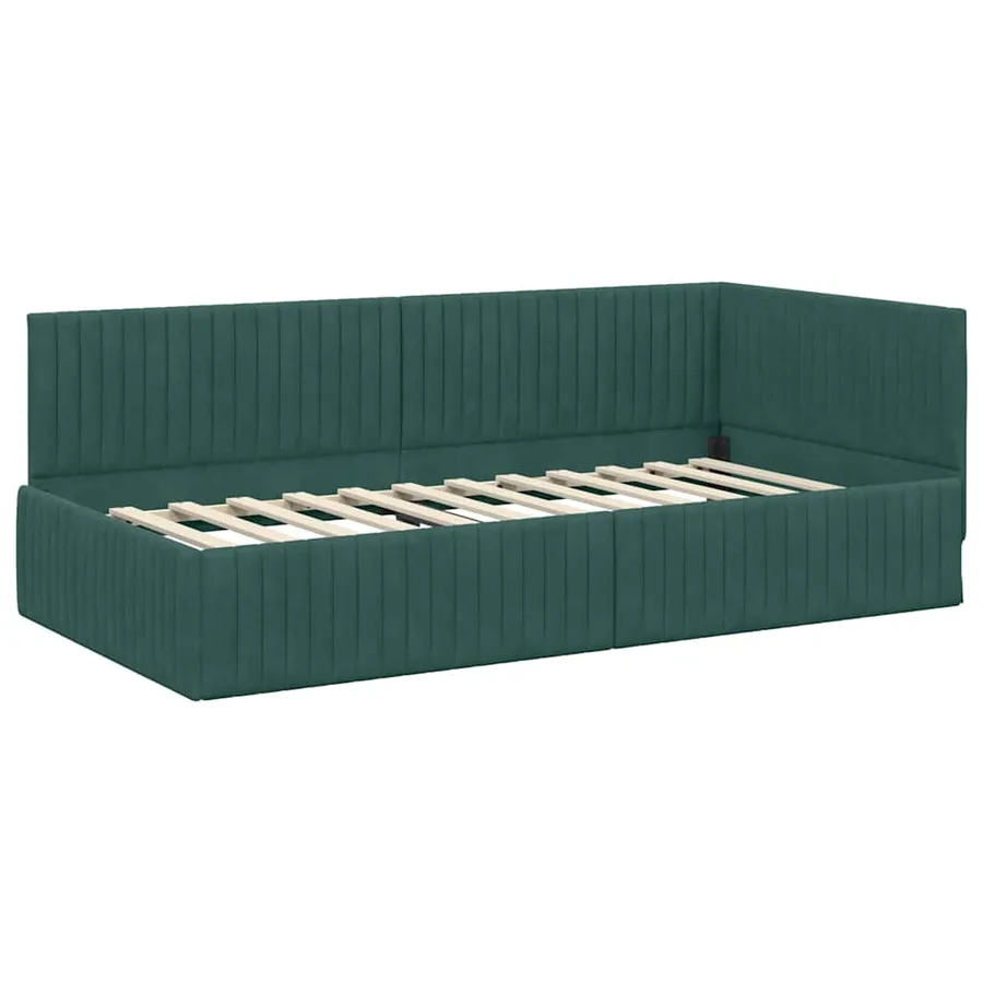 Cadre de lit d'angle Vert foncé 100 cm x 200 cm Velours - 4