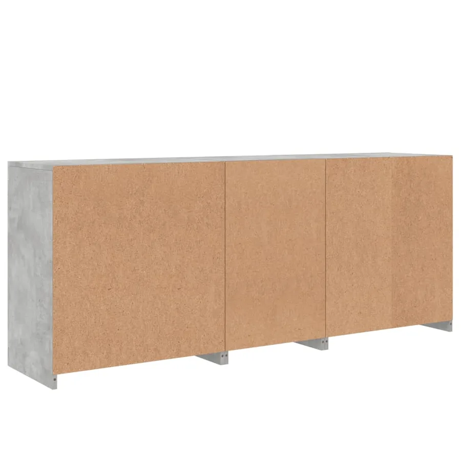 Buffet avec lumières LED gris béton 181,5x37x67 cm - 8