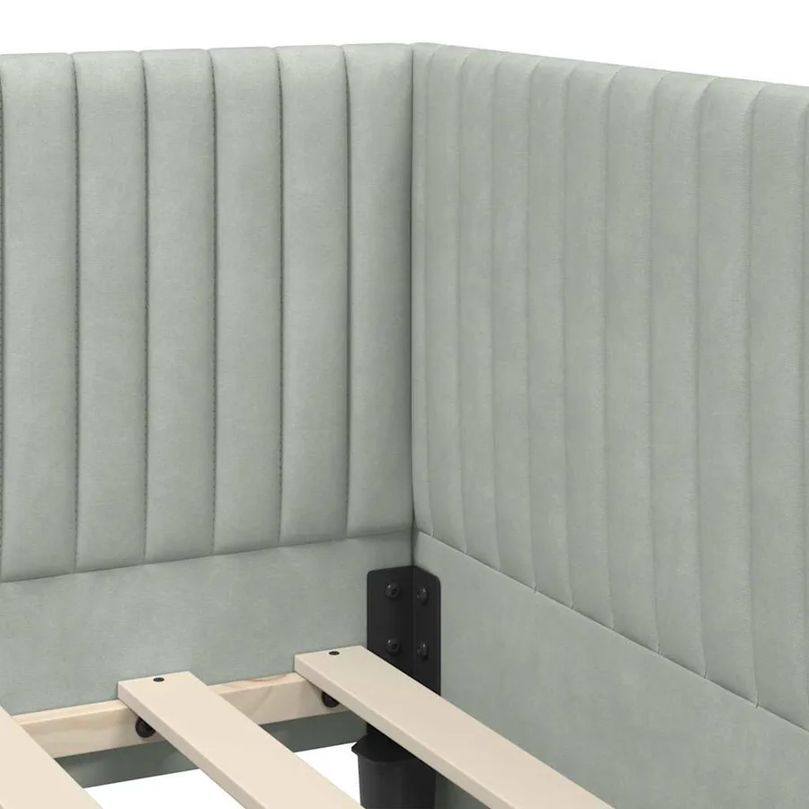 Cadre de lit d'angle avec matelas 2 pcs Gris clair Velours - 10