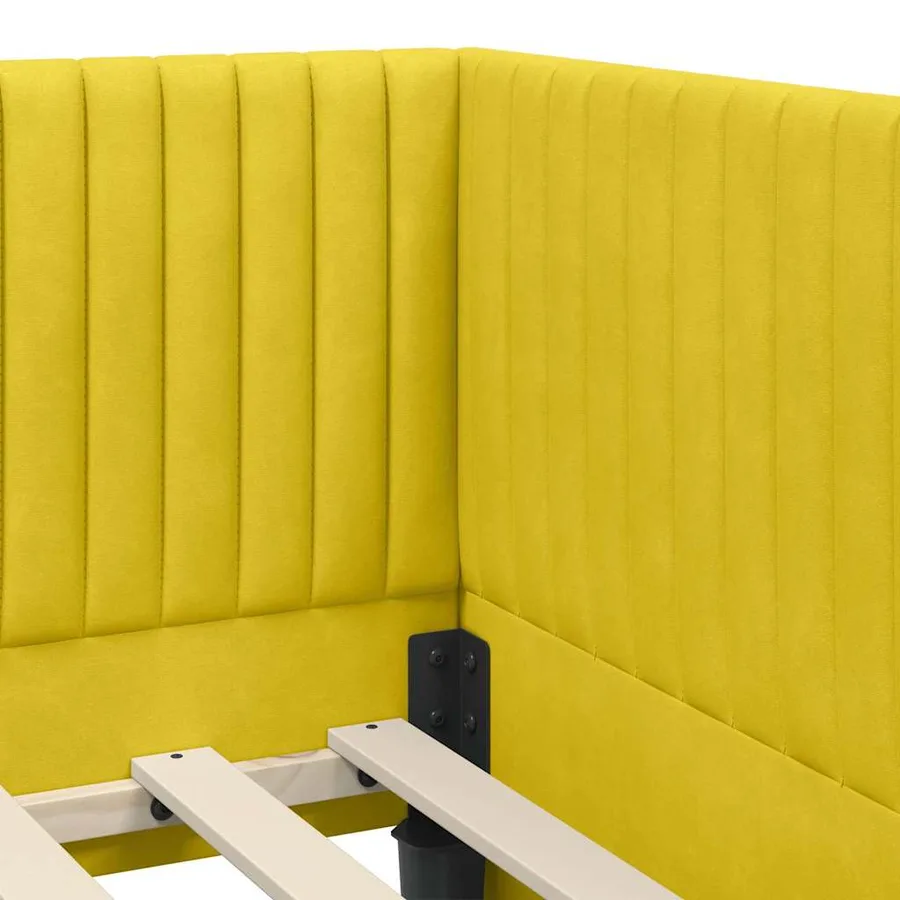 Cadre de lit d'angle avec matelas 2 pcs Jaune Velours - 8