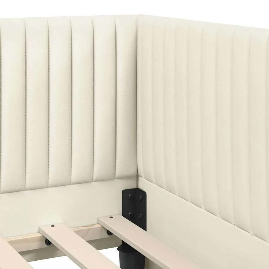 Cadre de lit d'angle avec matelas 2 pcs Crème Velours - 10