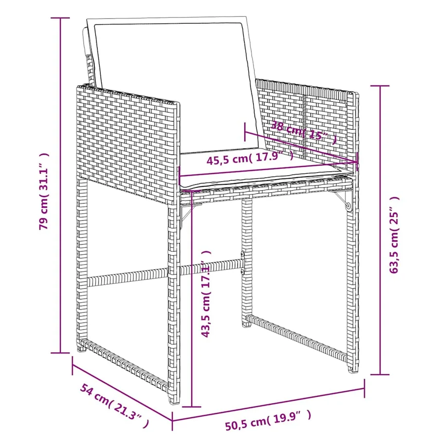 Chaises de jardin avec coussins lot de 4 beige résine tressée - 12