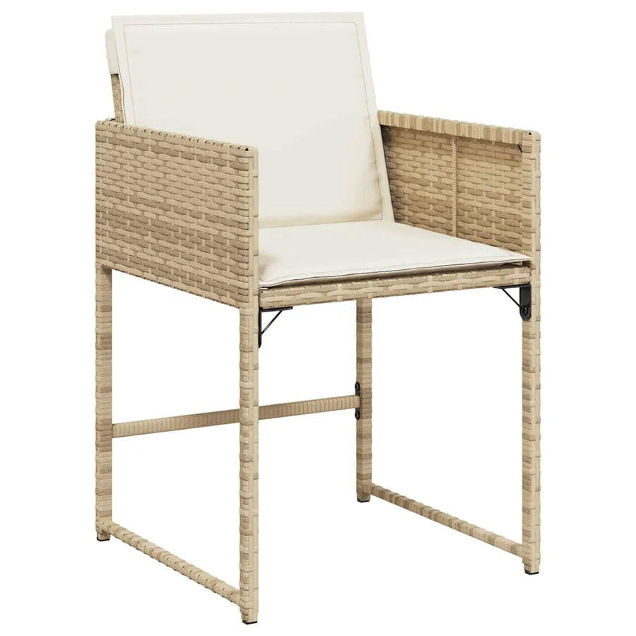 Chaises de jardin avec coussins lot de 4 beige résine tressée - 4