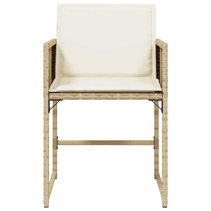 Chaises de jardin avec coussins lot de 4 beige résine tressée - 5