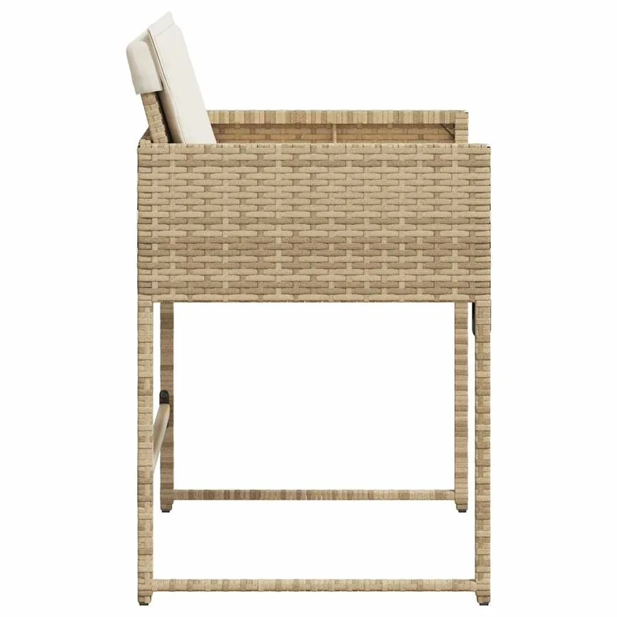 Chaises de jardin avec coussins lot de 4 beige résine tressée - 6