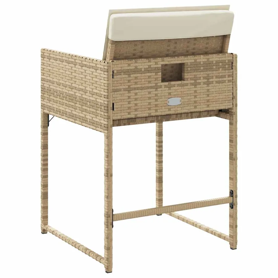 Chaises de jardin avec coussins lot de 4 beige résine tressée - 7