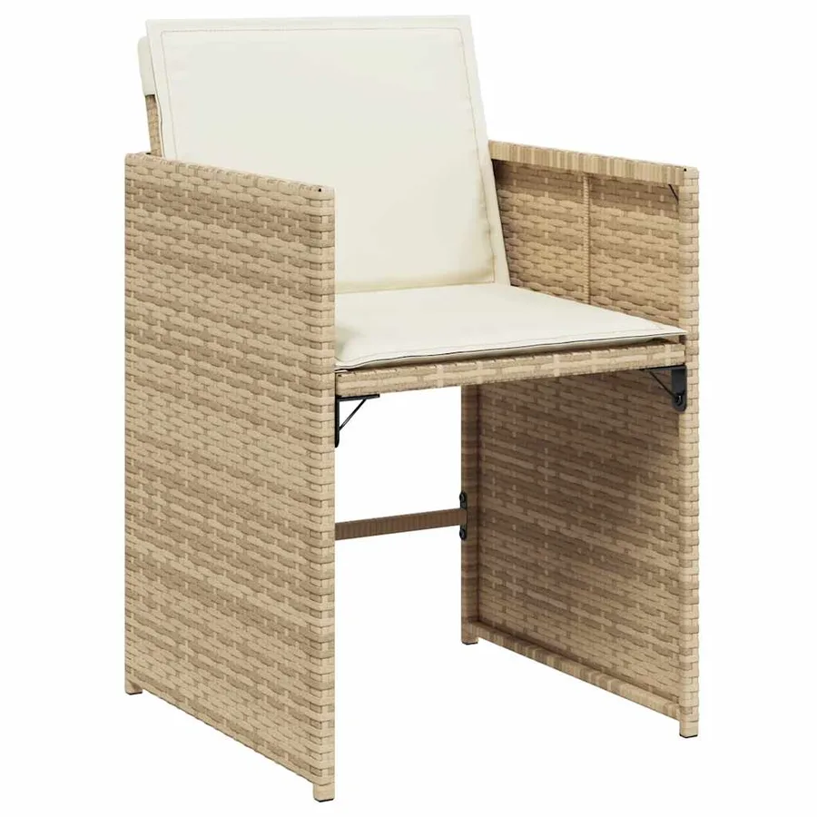 Ensemble à manger de jardin avec coussins 5pcs Beige poly rotin - 5