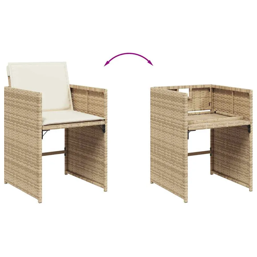 Ensemble à manger de jardin avec coussins 5pcs Beige poly rotin - 6