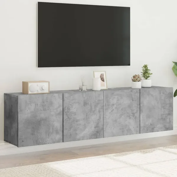 Meubles TV muraux 2 pcs gris béton 80x30x41 cm
