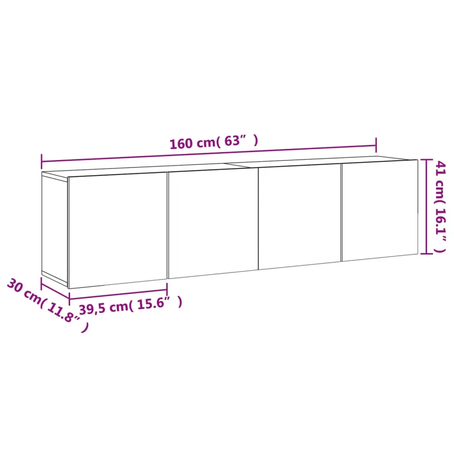 Meubles TV muraux 2 pcs gris béton 80x30x41 cm - 13