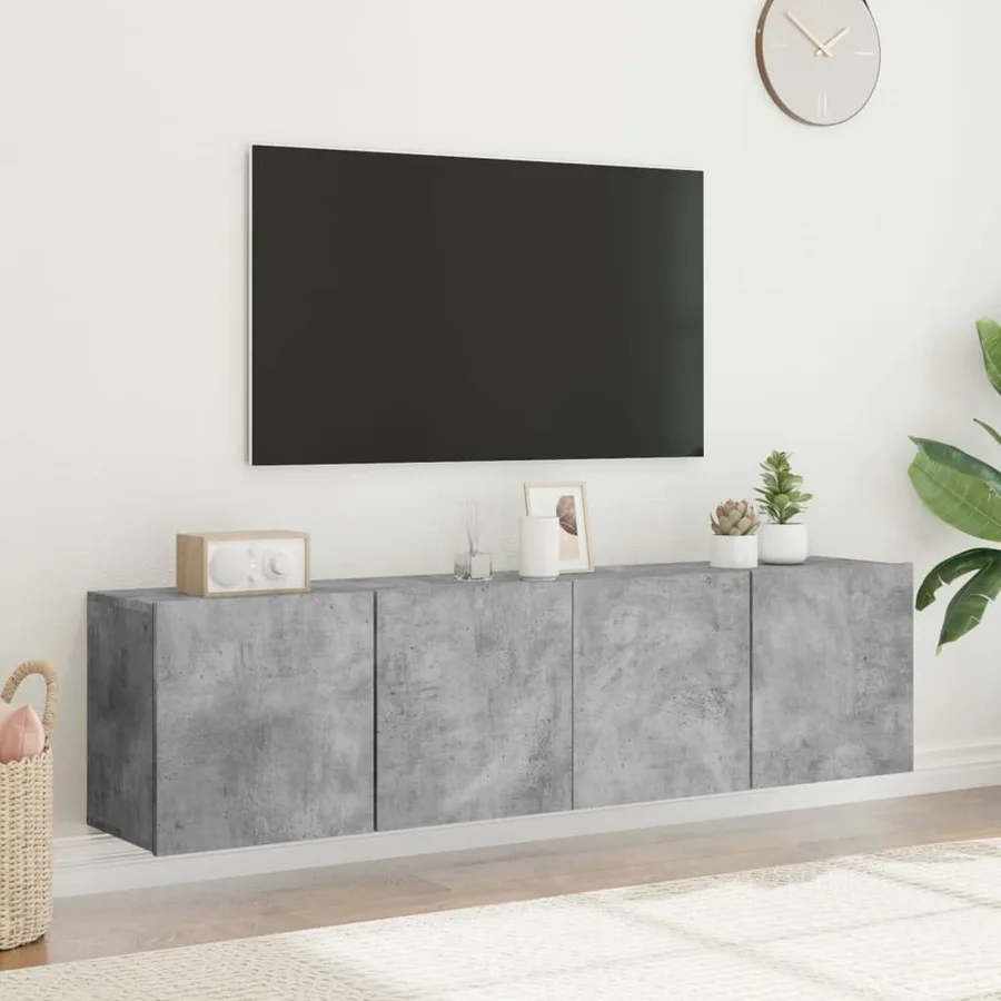 Meubles TV muraux 2 pcs gris béton 80x30x41 cm - 4