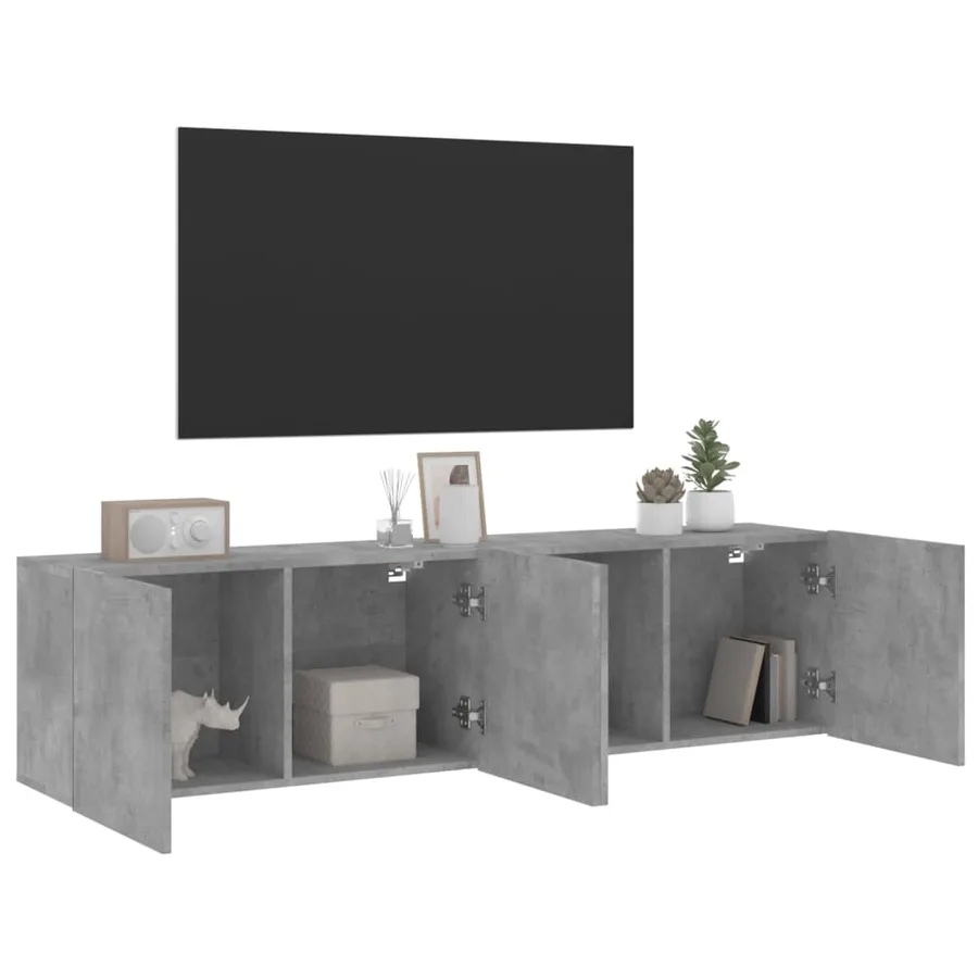 Meubles TV muraux 2 pcs gris béton 80x30x41 cm - 5