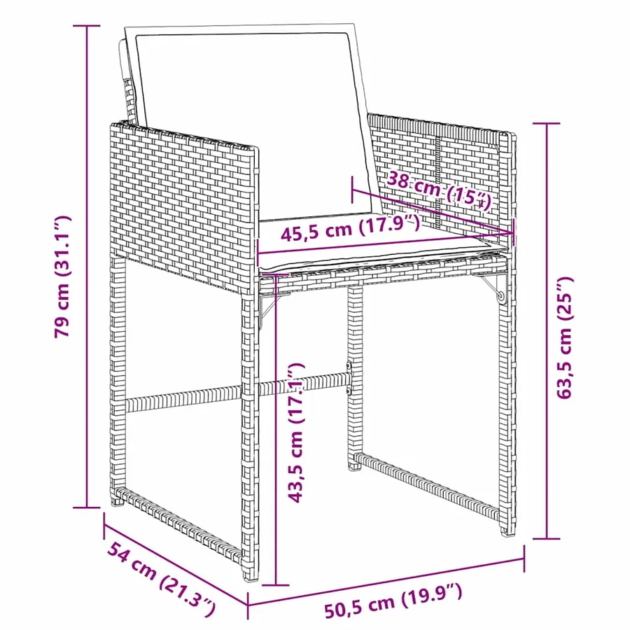 Ensemble de salle à manger pour jardin 5 pcs Marron polyrotin - 8
