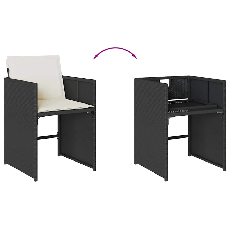 Ensemble à manger de jardin 15 pcs coussins noir résine tressée - 5
