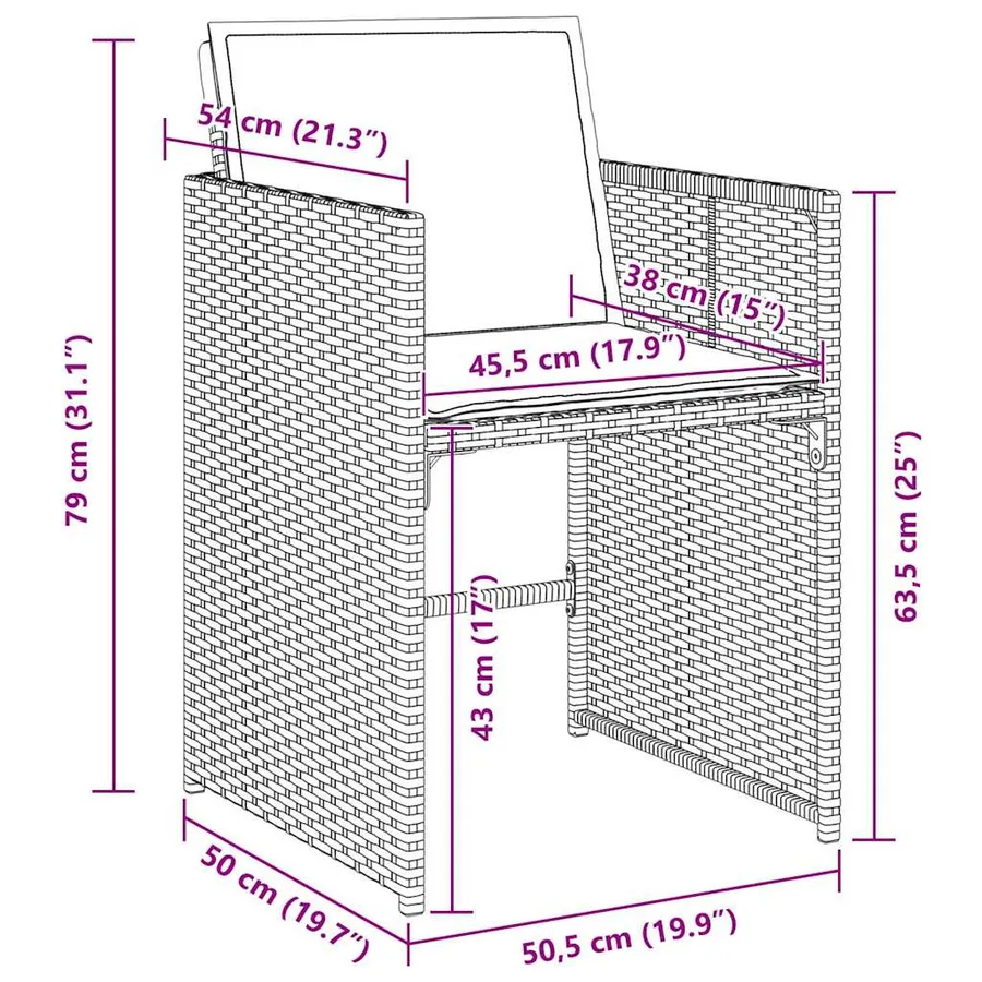 Ensemble de salle à manger pour jardin 5 pcs Marron polyrotin - 8