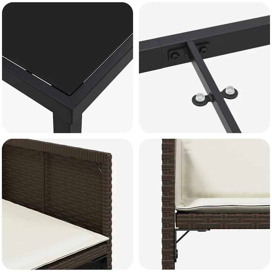Ensemble de salle à manger pour jardin 5 pcs Marron polyrotin - 9