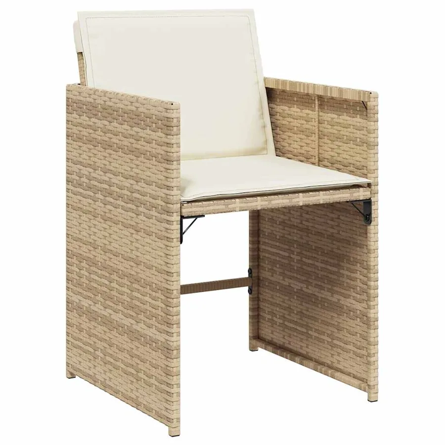 Chaises de jardin avec coussins lot de 4 beige résine tressée - 3