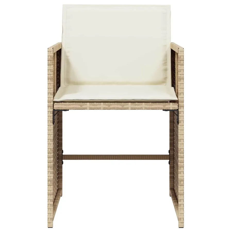 Chaises de jardin avec coussins lot de 4 beige résine tressée - 5