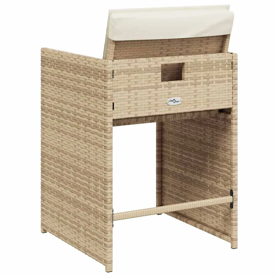 Chaises de jardin avec coussins lot de 4 beige résine tressée - 7