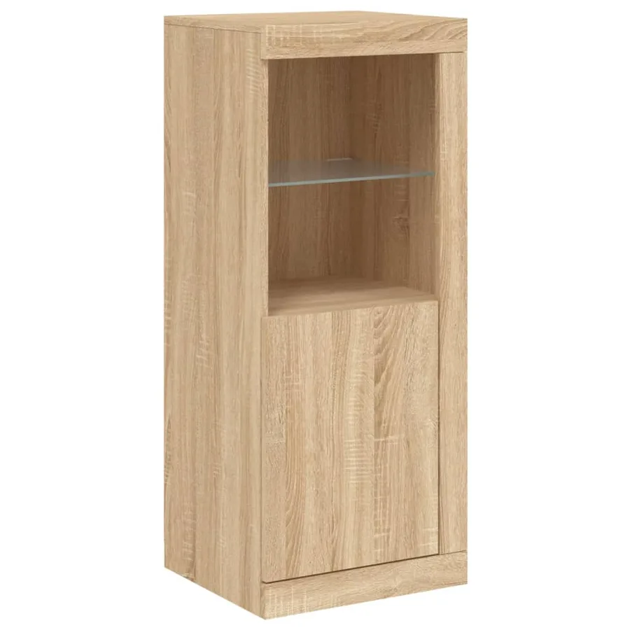 Buffets avec lumières LED 3 pcs chêne sonoma bois d'ingénierie - 8