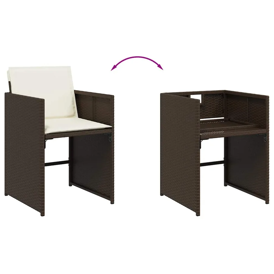 Ensemble à manger de jardin et coussins 9 pcs marron poly rotin - 5