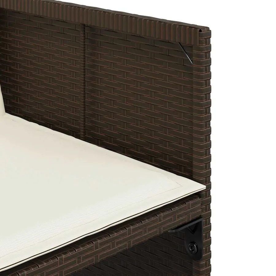 Ensemble à manger de jardin et coussins 9 pcs marron poly rotin - 7