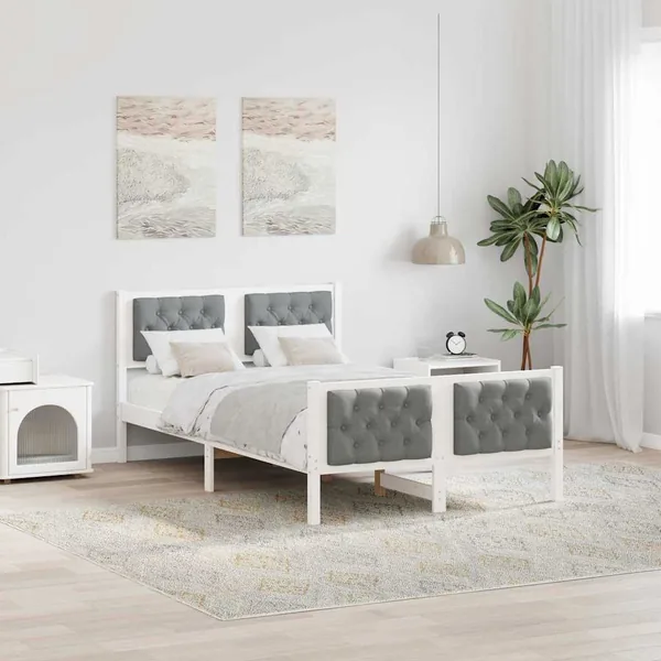 Cadre de lit Gris clair 120 x 190 cm Pin massif