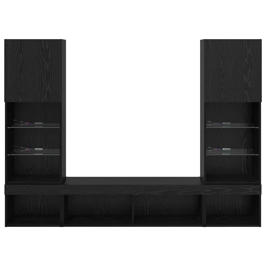 Unités murales TV avec LED 5 pcs 40,5 x 30 x 102 cm Chêne noir - 10