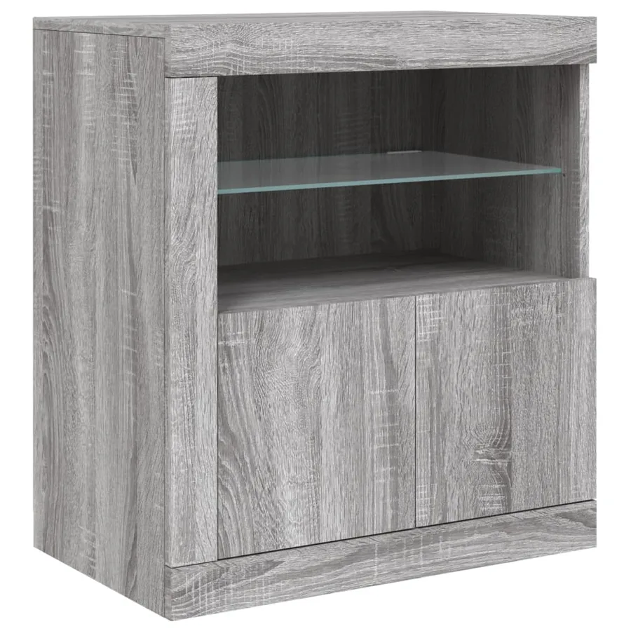 Buffet avec lumières LED sonoma gris 162x37x67 cm - 10